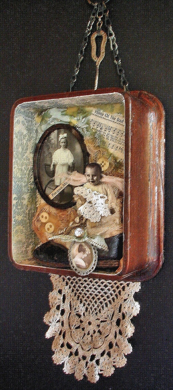 Assemblage Art Shadow Box Vintage Antique by SweetPeaVintageArt