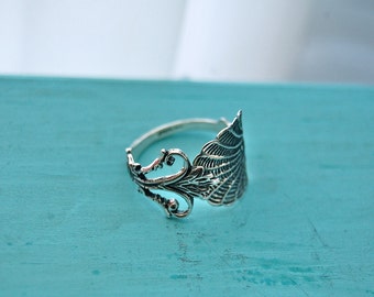 Shell salt spoon ring, sterling silver size 5, 6, 7, 8 or 9