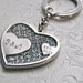 Personalized initials and date: Anniversary gift hand stamped, heart keychain