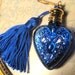 Convo for Discount Code French Evening in Paris Vintage Colbalt Blue Glass Perfume Pendant Antique Chain Necklace