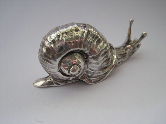 Items similar to Amazing realistic silver snail, escargot sculpture on Etsy