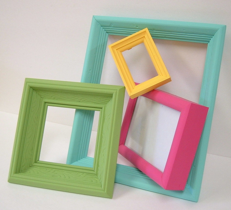 Bright Summer Colors Picture Frames Shabby Chic Frame Set