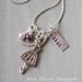 Personalized silver ballerina necklace with name & purple pearl drops