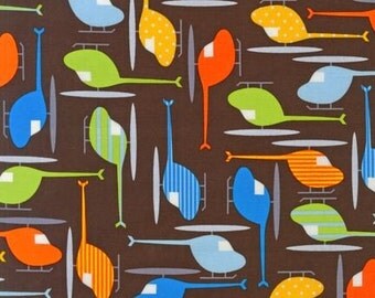 Ready Set Go Chocolate Helicopters by Ann Kelle for Robert Kaufman, 1/2 yard