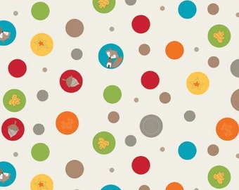 Fox Trails Cream Circles by Doohikey Designs for Riley Blake, 1/2 yard