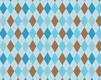 Fox Trails Blue Argyle by Doohikey Designs for Riley Blake, 1/2 yard