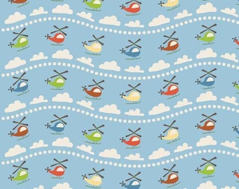 Scoot Blue Scoot Helicopter by Deena Rutter for Riley Blake, 1/2 yard