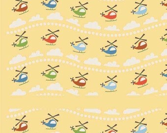 Scoot Yellow Scoot Helicopter by Deena Rutter for Riley Blake, 1/2 yard
