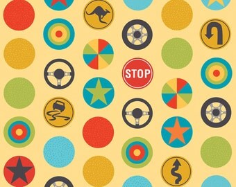 Peak Hour Yellow Stop by Kellie Wulfsohn for Don't Look Now for Riley Blake, 1/2 yard