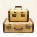 Set of Vintage Tweed and Leather Luggage Suitcase & Train Case (2pcs set )