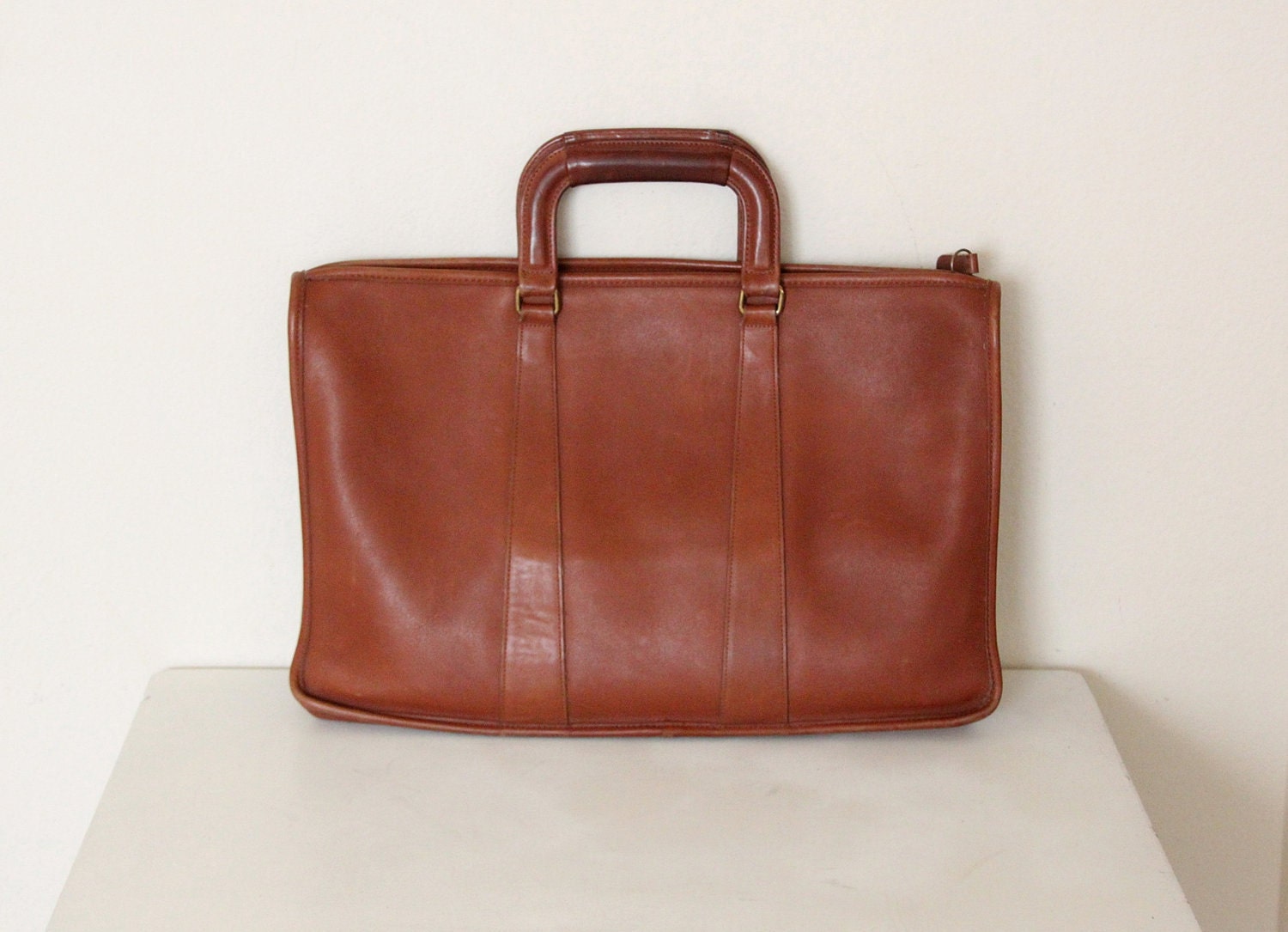 Vintage Coach Caramel Brown Color Leather Briefcase With