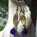 Blueberry Bonanza Earrings - blue faceted Czech glass, antique brass / gold dangle SALE