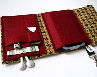 Nerd Herder gadget wallet in Bloodhound for iPhone, Android, iPod, guitar picks, IDs, credit cards