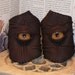 Pair of Wrist Bracers (Brown leather with Tan Zombie eyes)