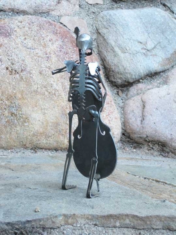 Zombie Skeleton Musician Playing Upright Double Bass