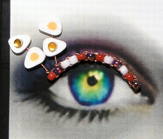 Bacon and Eggs Eyelash Jewelry - false eyelashes with miniature fried breakfast foods