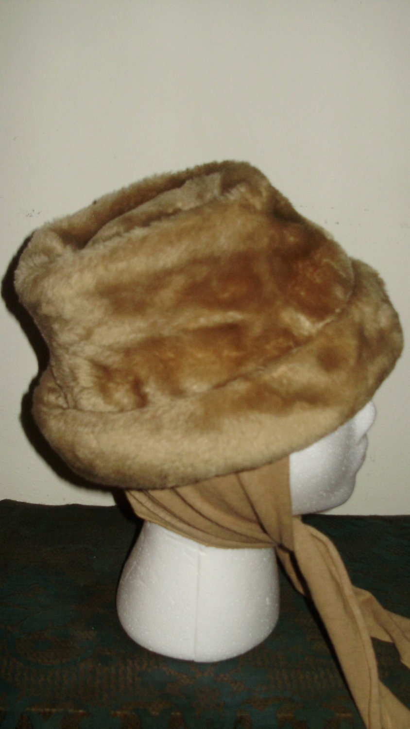 Vintage Childs Faux Fur Hat in Brown
