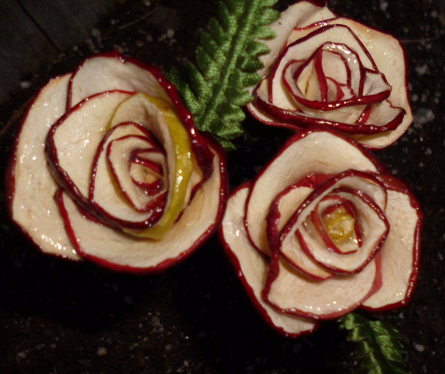 3 Dried Apple Roses