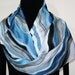 Icy Ripples Hand Painted Silk Scarf - size 14x70 in Steel Blue, Gray and Black