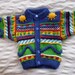 Suns - Bright, multi-coloured cardigan - hand knitted, wool