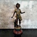 PARIS Boy with Anvil Statuette, Metal on Wood Base, 17 Inches