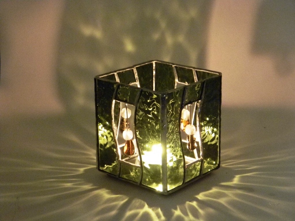 Tea Light Candle Holder Stained Glass