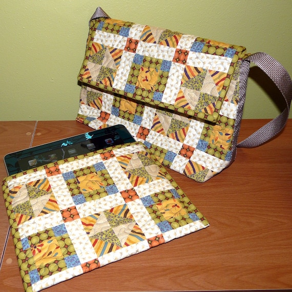 Quilted Messenger Bag with Removable iPad Sleeve - Pattern no. 503