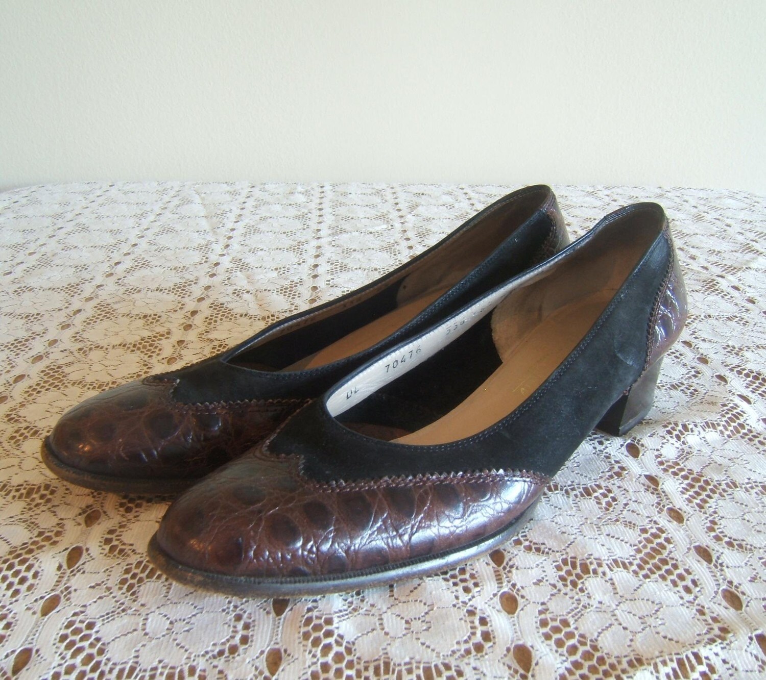 Vintage Ferragamo Shoes Suede, reptile, and wood Ferragamo shoes size 8 ...