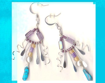 Earrings -BellaMonicaARTs Star People lavendar glass and Turquoise