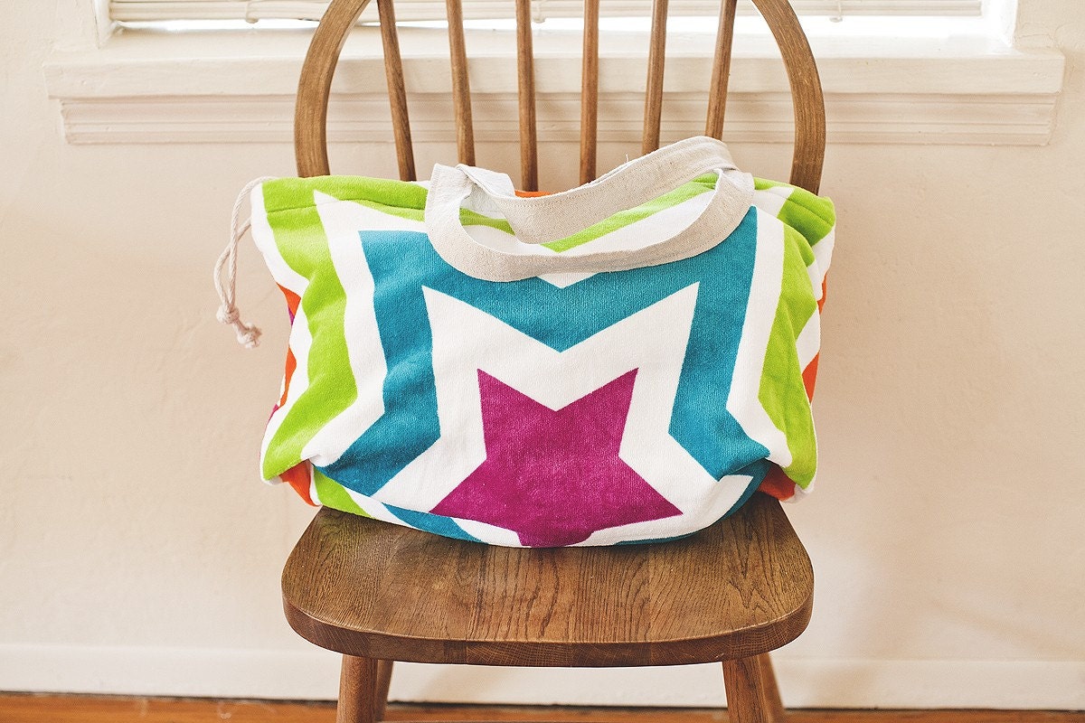 Bicycle Basket Liner Convertible Tote Bag Rainbow Star