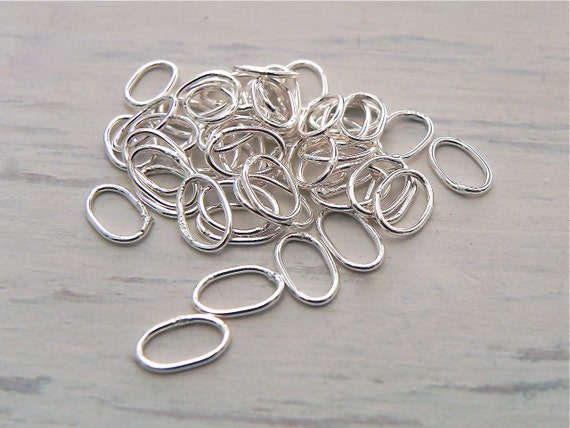 Sterling Oval Jump Rings 4x6mm Soldered Closed 25 pcs Jewelry Supply ...