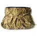 Zippered Clutch Purse Brocade Silk Coffee Liqueur Gold Paisley