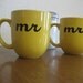 Last Set - Yellow Mr. and Mrs. Hand Painted Coffee Mugs - Ready To Ship