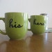 Green His & Hers Hand Painted Coffee Mugs