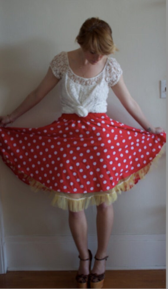 Red and White Polka Dot Skirt