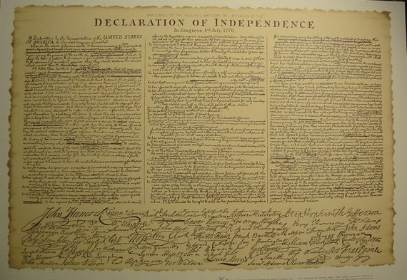 Items similar to A"Declaration of Independence" large Print from