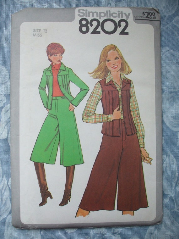 70s Gaucho Pants Sewing Pattern plus Vest and Jacket w