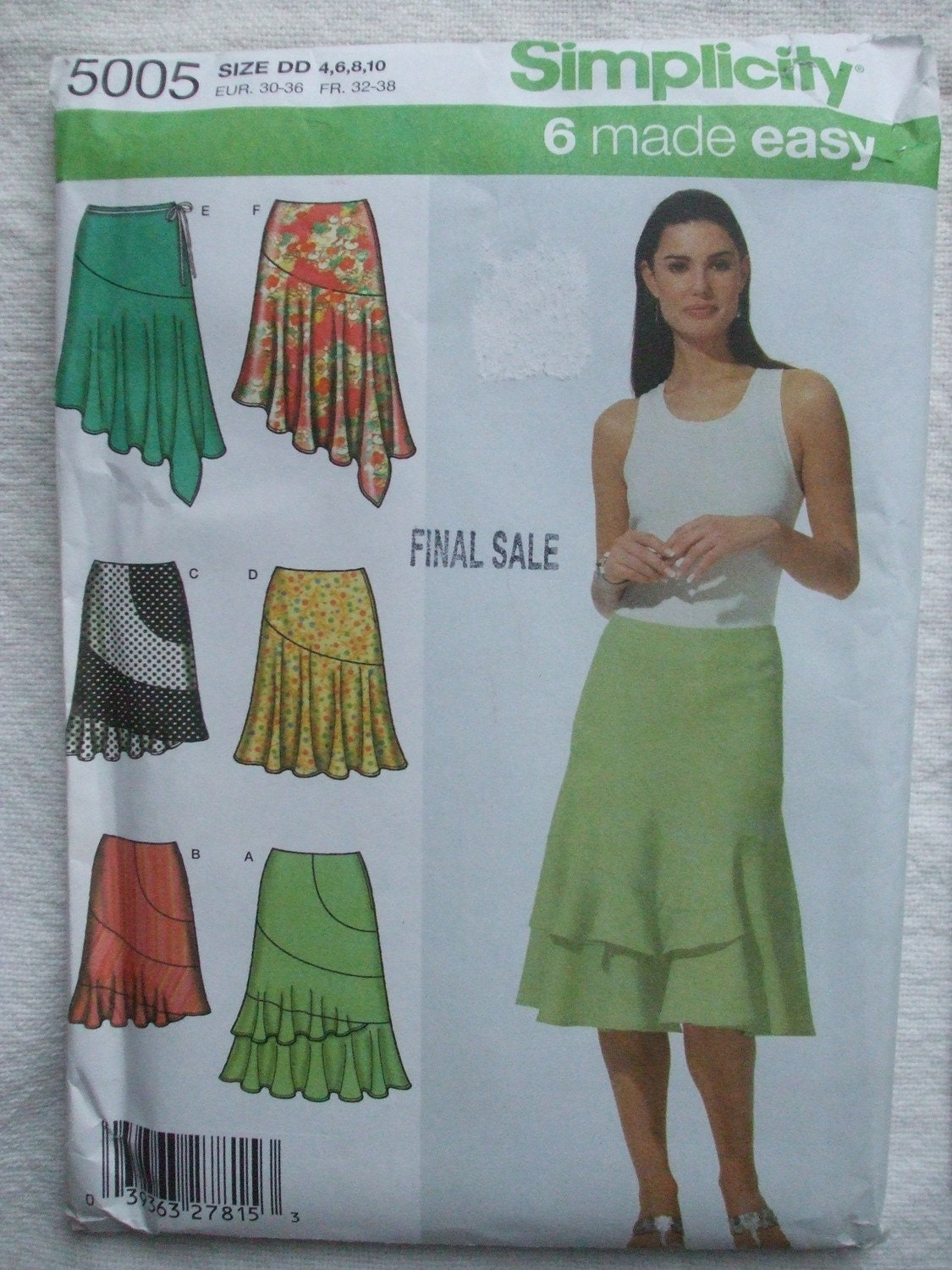 Bias Skirt Pattern Asymmetrical Sz 4 to 10 Simplicity 5005