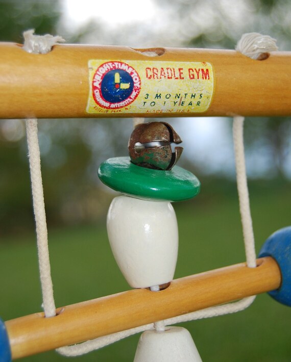 Vintage Baby Crib Toy Gym Wood Cradle Nursery