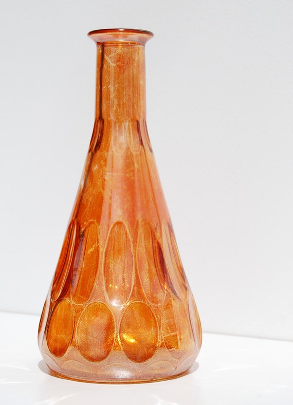 Vintage Orange Thumbprint Liquor Bottle Decanter Federal Law