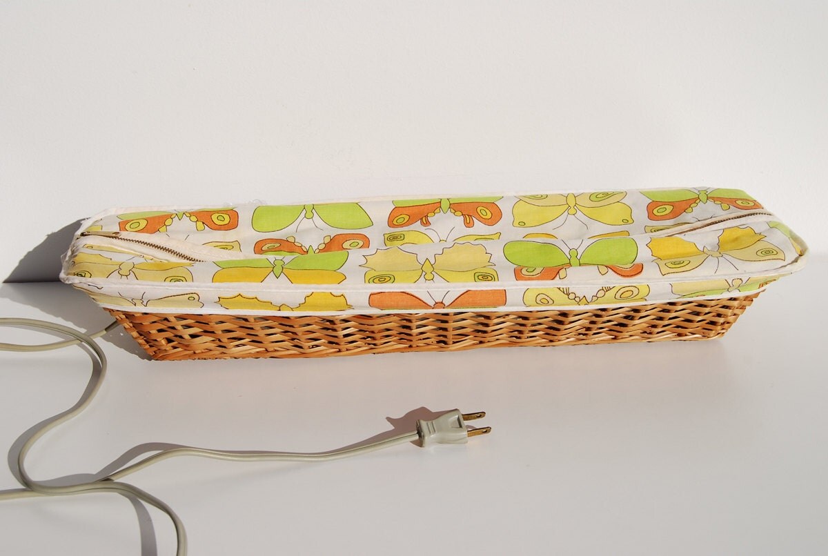 Vintage French Bread Warmer Electric Wicker Basket Retro