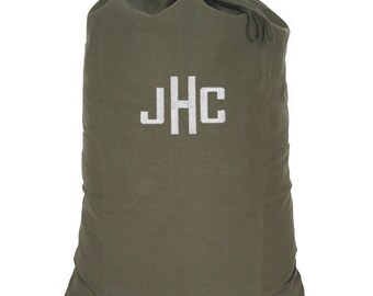 Personalized Dorm College Camp Laundry Bag Olive Drab Camo Print