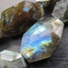 Natural Dark Grey & Flash Blue Labradorite 14x21x7mm Faceted Nugget Beads-- 18pcs Full Strand