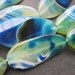 Blue stripe Agate Long n Large Flat Oval slab 25x50mm Pendant Focal Beads --8pcs Full Strand