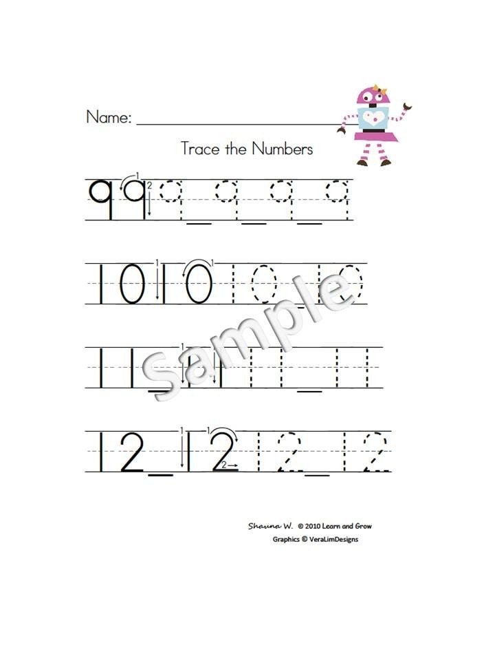 1-12 Number Handwriting Practice Pages PDF