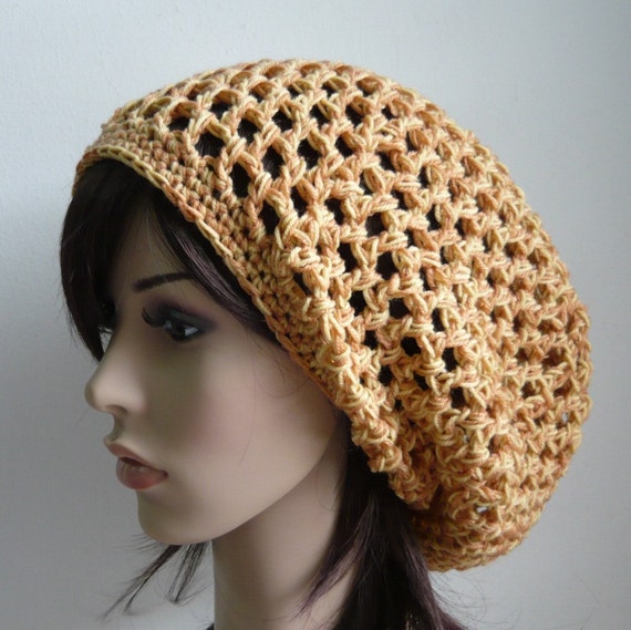 Download SALE Crochet Slouch Beret Tam Mesh Hat in Mix Brown 30%