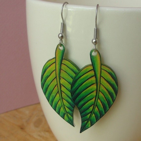 Leaf Earrings by LizzyJD on Etsy