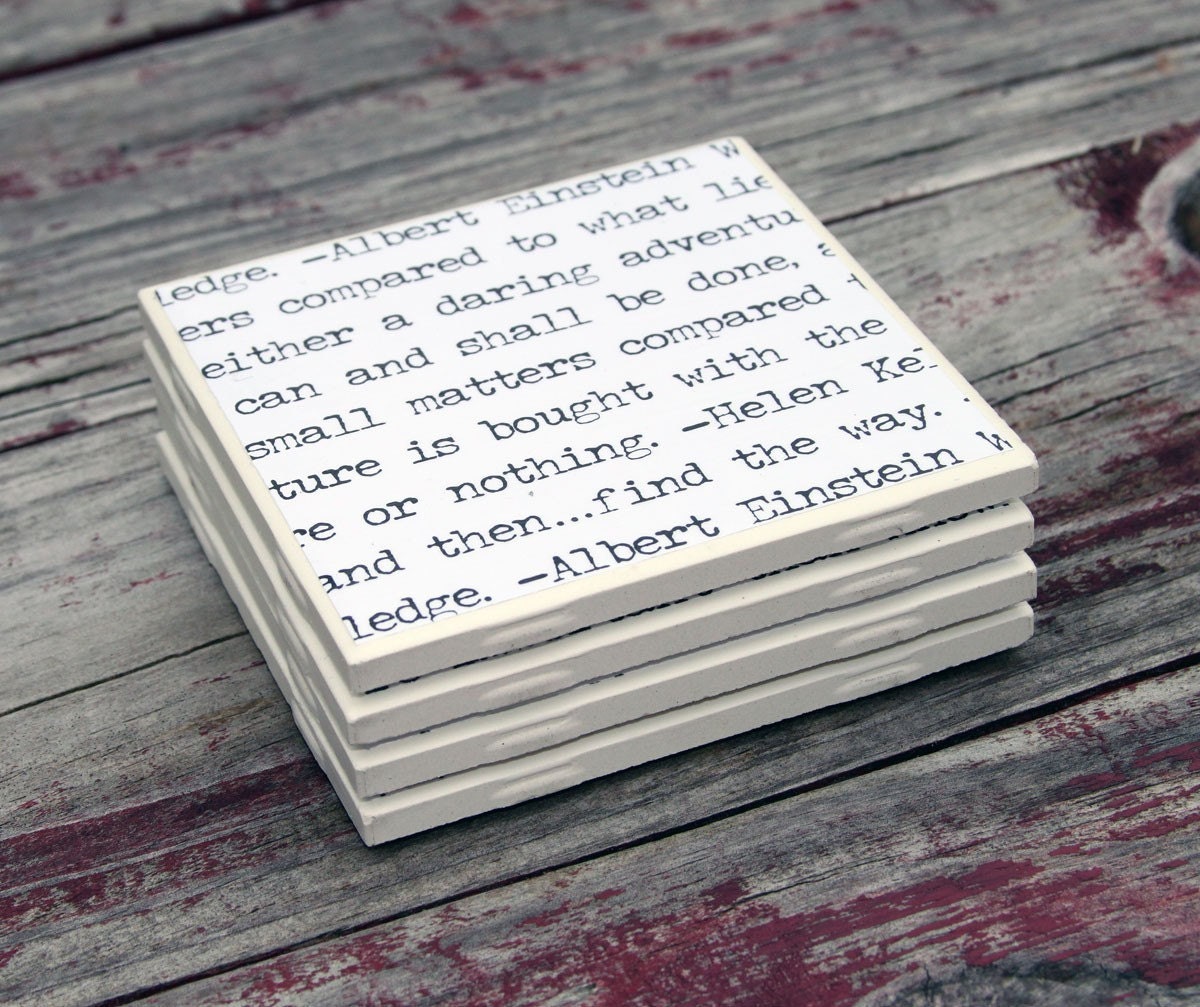 Items similar to Coasters Words of Wisdom Set of 4, Ceramic, Cork