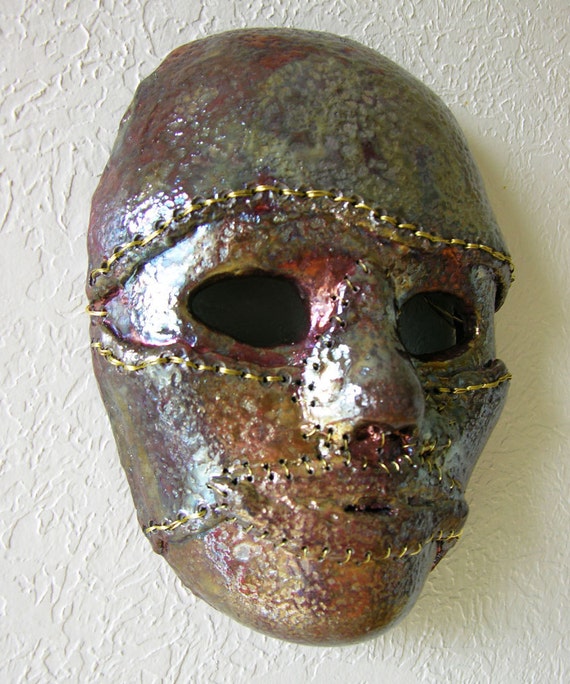 Items similar to Decorative Raku Pottery Mask Fragmented Face on Etsy