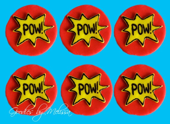 12 fondant POW cupcake toppers (EDIBLE) Il_570xn